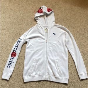 Abercrombie kids white zip up sweatshirt